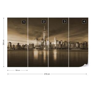 Fotótapéta - New York City Sunrise in Sepia Nem szőtt tapéta - 416x254 cm