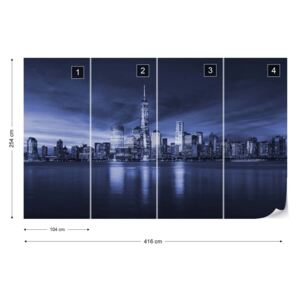 Fotótapéta - New York City Sunrise in Blue Nem szőtt tapéta - 416x254 cm