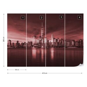 Fotótapéta - New York City Sunrise in Red Nem szőtt tapéta - 416x290 cm