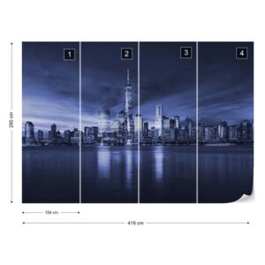 Fotótapéta - New York City Sunrise in Blue Nem szőtt tapéta - 416x290 cm