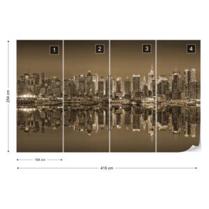 Fotótapéta - New York Reflections in Sepia Nem szőtt tapéta - 416x254 cm