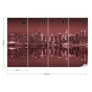 Fotótapéta - New York Reflections in Red Nem szőtt tapéta - 416x254 cm