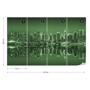 Fotótapéta - New York Reflections in Green Nem szőtt tapéta - 416x254 cm
