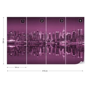 Fotótapéta - New York Reflections in Pink Nem szőtt tapéta - 416x254 cm