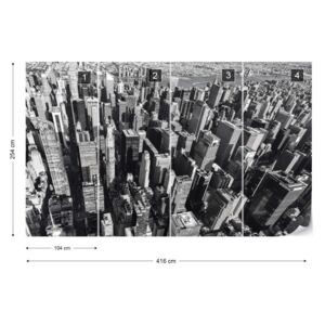 Fotótapéta - Skyscraper Forest in Black & White Nem szőtt tapéta - 416x254 cm