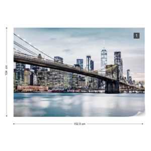 Fotótapéta - Brooklyn Bridge NYC Cool Filter Nem szőtt tapéta - 152,5x104 cm