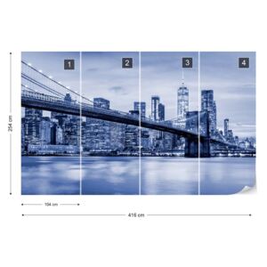 Fotótapéta - Brooklyn Bridge NYC in Blue Nem szőtt tapéta - 416x254 cm