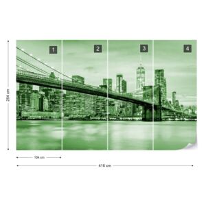 Fotótapéta - Brooklyn Bridge NYC in Green Nem szőtt tapéta - 416x254 cm