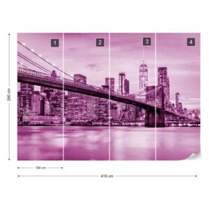 Fotótapéta - Brooklyn Bridge NYC in Pink Nem szőtt tapéta - 416x290 cm