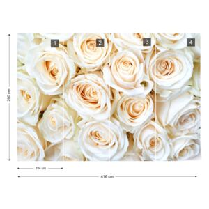 Fotótapéta - Rose Bouquet Cream Nem szőtt tapéta - 416x290 cm