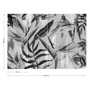 Fotótapéta - Tropicalia Black & White Nem szőtt tapéta - 416x290 cm