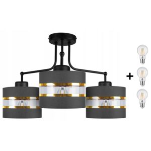 Glimex ABAZUR mennyezeti lámpa szürke 3x E27 + ajándék LED izzók