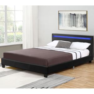 Kárpitozott ágy Verona 120 x 200 cm LED világítással fekete színben