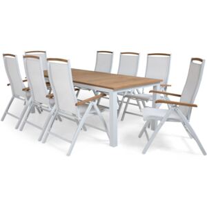 Asztal és szék garnitúra VG5906 Fehér + tikfa