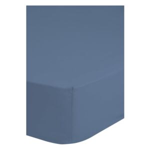 Kék pamut-szatén gumis lepedő, 160 x 200 cm - HIP