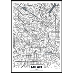 MAP/MILAN keretezett fali kép, 40 x 50 cm