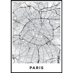 MAP/PARIS/NO2 keretezett fali kép, 40 x 50 cm