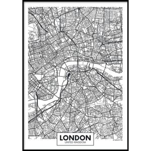 MAP/LONDON keretezett fali kép, 40 x 50 cm