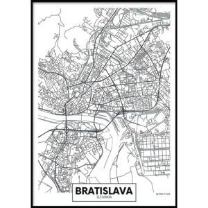 MAP/BRATISLAVA keretezett fali kép, 40 x 50 cm