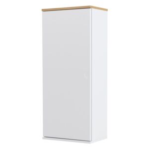 Dot fehér egyajtós szekrény tölgyfa dekorral, 3 polccal, magasság 95 cm - Tenzo