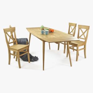 Tömör tölgyfa étkezőszett, LAgan asztal és tölgyfa Country székek - 8 darab