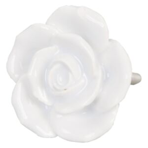 Clayre & Eef 61876 Ajtófogantyú 4,5cm,fehér rózsa
