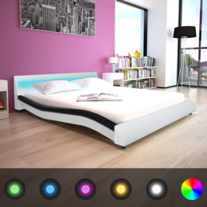 Műbőr ágy memóriahabos matraccal és LED-el 160 x 200 cm