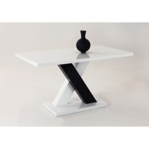 XENIA T Fényes Fehér-Fekete étkezőasztal 140x80cm