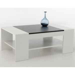 OLIVER Laminált fehér - fekete dohányzó asztal 111x67cm