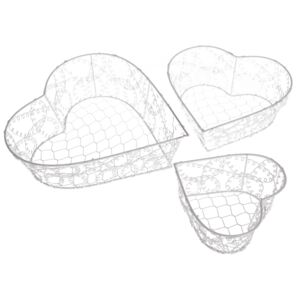 Wire heart dekor fémkosát készlet, 3 db-os