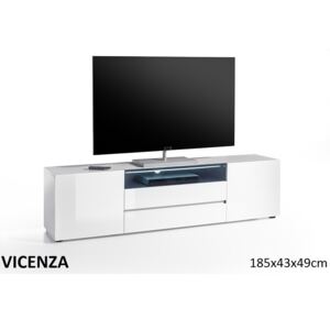 VICENZA Magasfényű Fehér TV Állvány 185 cm