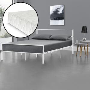 [en.casa]® Fémkeretes ágy matraccal - Fehér 120 x 200 cm - design vintage ágykeret