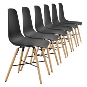 [en.casa]® Étkezőszék Honolulu 6 darabos design szék szett fa lábak 85.5 x 46 cm fekete