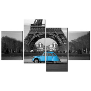 Nyomtatott kép Kék autó az Eiffel-torony előtt 120x70cm 1804A_4Z ()