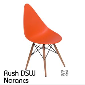 Rush DSW szék króm és fa lábakkal narancssárga