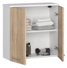 FIN W60 2D Fürdőszobai fali szekrény (fehér/sonoma tölgy)