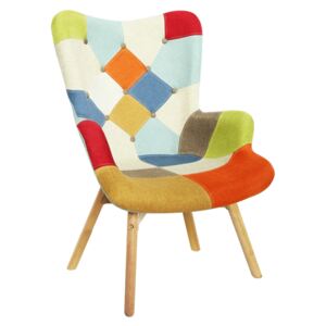 Dizájn fotel, színes patchwork, KAPRUN