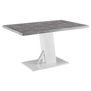 Étkezőasztal, beton/fehér extra magas fényű HG, 138, BOLAST