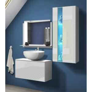 Venezia Alius A34 fürdőszobabútor szett + mosdókagyló + szifon (fényes fehér)