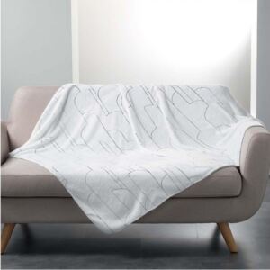 Fehér takaró Skandináv stílusban ezüst mintával 125 x 150 cm 125x150