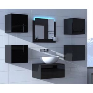 Venezia Alius A25 fürdőszobabútor szett + mosdókagyló + szifon (fényes fekete)