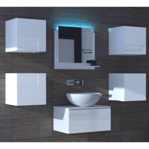 Venezia Alius A25 fürdőszobabútor szett + mosdókagyló + szifon (fényes fehér)