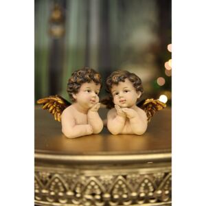 Krém-arany angyal szobrocskák 2-es szett