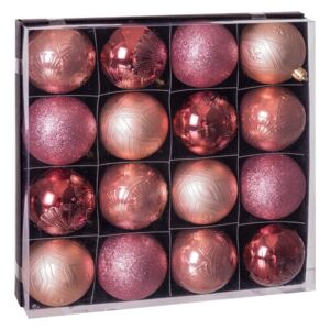 Copper 16 db-os rózsaszín karácsonyfadísz szett - Unimasa