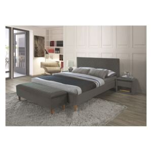 MELINA VELVET kárpitozott ágy + matrac + pad, 180x200, bluvel 14/tölgy
