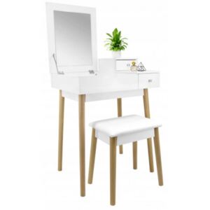 Inlea4Fun Tükrös fésülködő asztal székkel - fehér