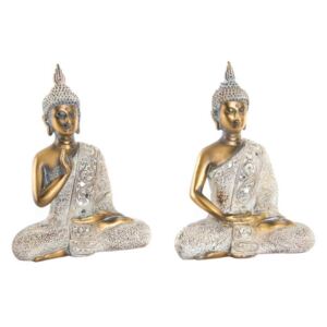RF-139424-k - buddha figura, műgyanta, 16X9X21, fehér, régies, 2féle