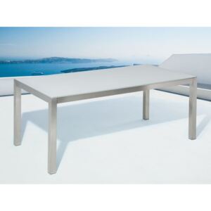 Beliani Modern kerti asztal 180 x 90 cm nagy fehér biztonsági üveg asztallappa
