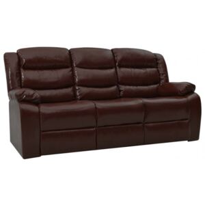 Háromszemélyes barna műbőr dönthető kanapé