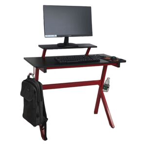 Számítógépasztal/Gamer asztal, piros/fekete, LATIF